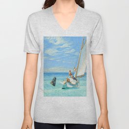 Edward Hopper Ground Swell 1939 Painting | Sailing Boats Sails V Neck T Shirt