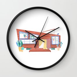 tiny house// dream home// wooden cabin // little cottage // on wheels Wall Clock