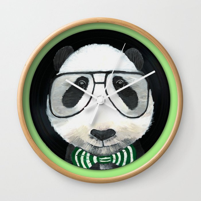 Fancy Panda on Vinyl Wall Clock