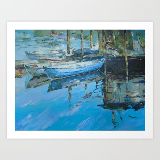 The girl at the pier Art Print