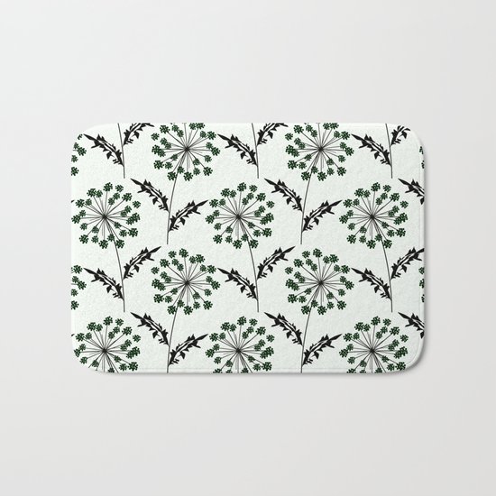 Delicate flowers on a black background. Bath Mat