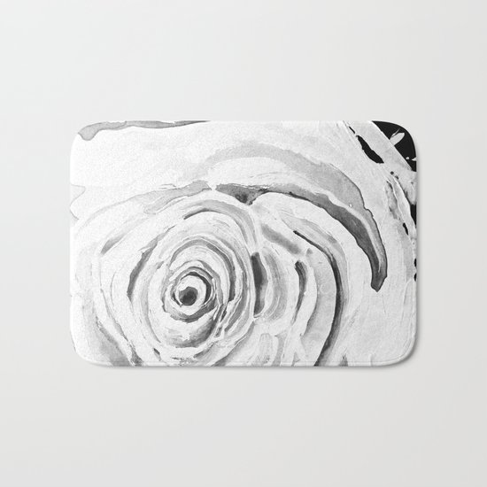 Roses For A Romantic Heart, Black and White Bath Mat