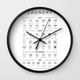 Laundry Room Care Symbols Guide Wall Clock