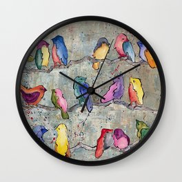 Colorful Birds Banter Wall Clock