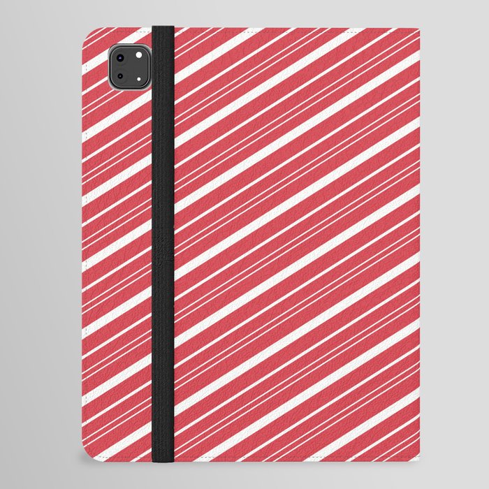 Red and White Candy Cane Stripes Pattern iPad Folio Case