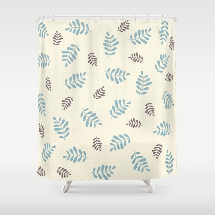 Falling Leaves Blue Brown Shower Curtain By Nāt Studio Society6 Falling Leaves Blue Brown Shower, Blue And Brown Shower Curtain