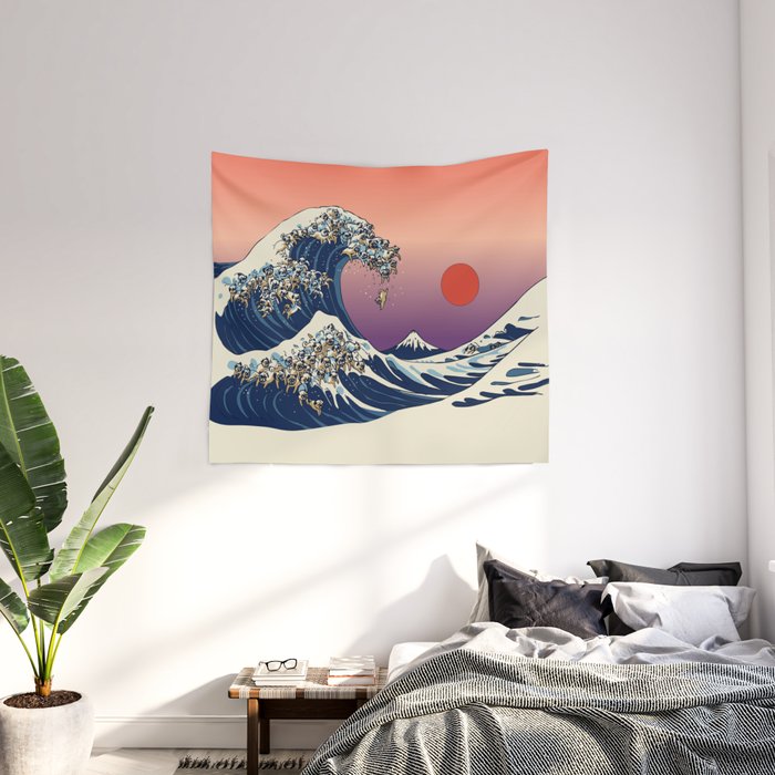 Pug shop wave tapestry