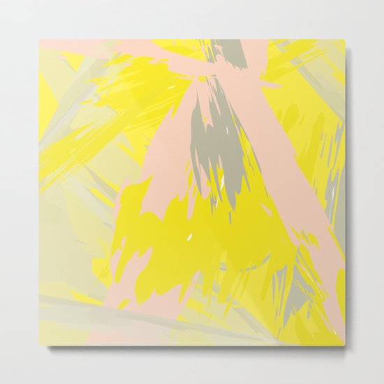 Lovely Summer - Abstract - Coral, Yellow, Sand Metal Print