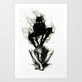 My lovely parasite Art Print | Parasite, Psyca, Depression, Watercolor, Shadowcreature, Ink, Horrorart, Curated, Black And White, Mentalillness 