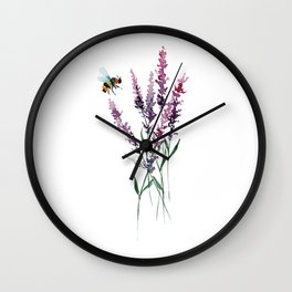 Lavender and Bee Wall Clock