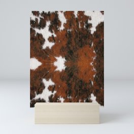 Rustic Cowhide Fur Brushstrokes Southwestern Rug Mini Art Print