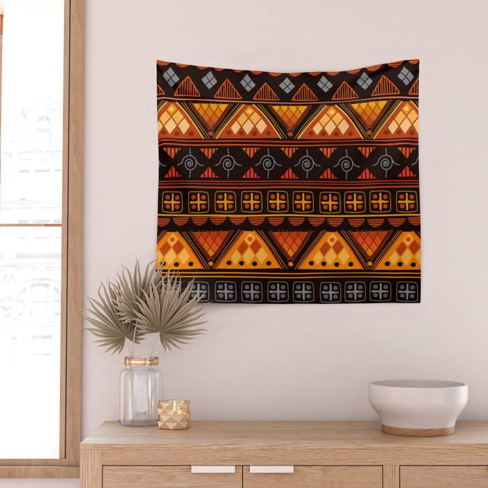 Modern Native American Pattern Wall Tapestry by Boho Rhapsody