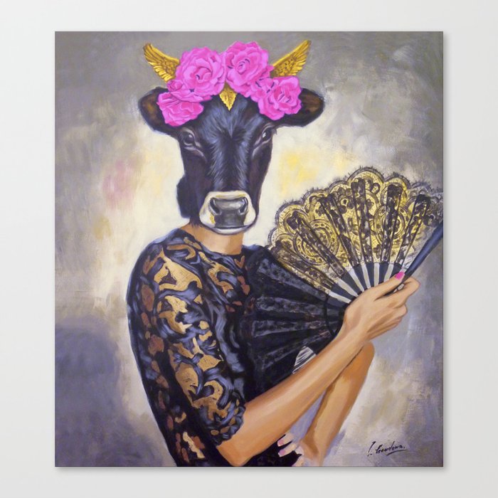 Flamenco-dancer with hand fan Canvas Print