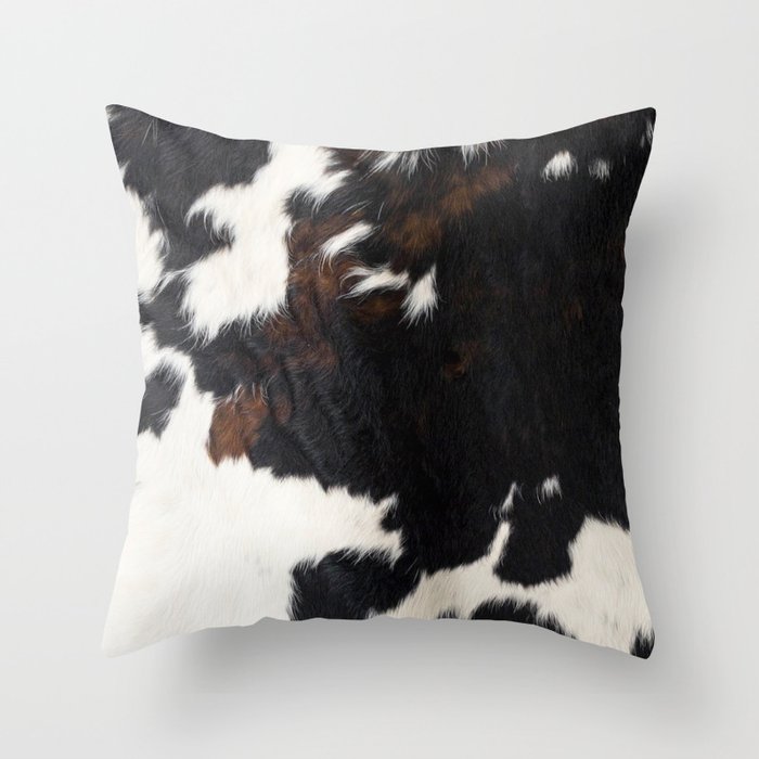 Cowhide Farmhouse Decor photograph Throw Pillow by cadinera