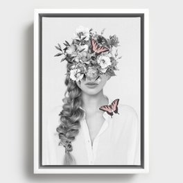 woman with flowers and butterflies 9a Framed Canvas