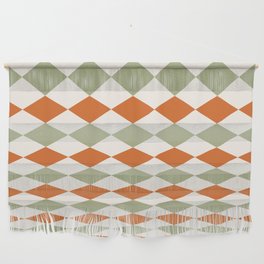 Geometric Shape Patterns 19 in Sage Orange themed Wall Hanging