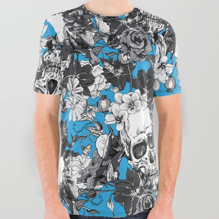 SKULLS - blue - All Over Graphic Tee