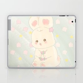Rabbit playing with flowers Laptop Skin