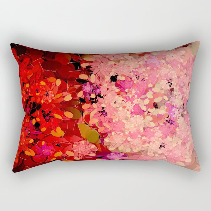 Two Different Worlds -- Floral Pattern Rectangular Pillow