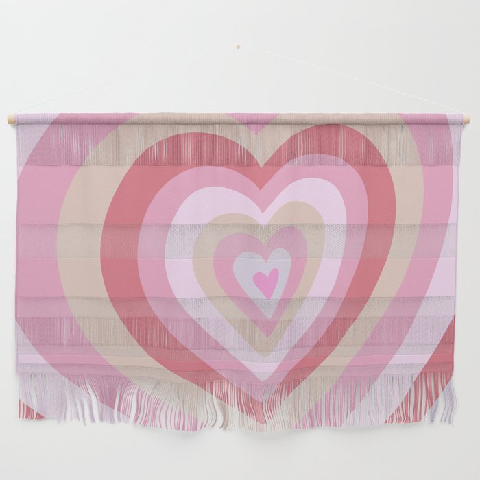 Retro Groovy Love Hearts - frosted pink bubblegum and rose Wall Hanging