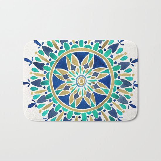 Mandala – Gold & Turquoise Bath Mat