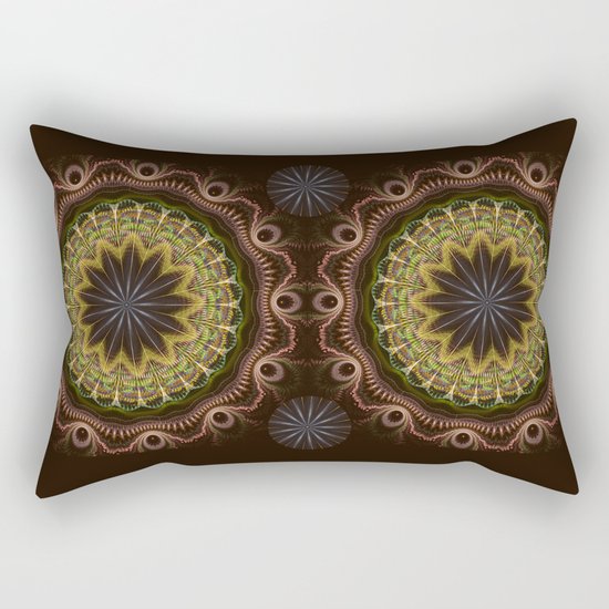 Groovy fractal mandala with tribal patterns Rectangular Pillow