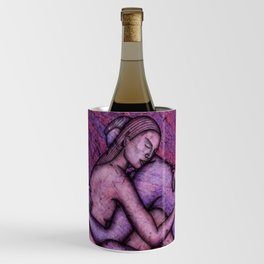 The embrace after the kiss; male and female couple lovers portrait painting wall decor Wine Chiller