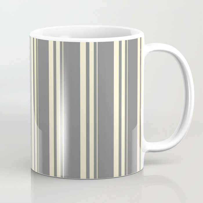 Grey and Light Yellow Colored Striped/Lined Pattern Coffee Mug