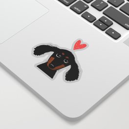 Dachshund Love | Cute Longhaired Black and Tan Wiener Dog Sticker