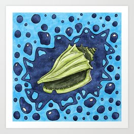 Conch shell with bright colors, bright seashell Art Print