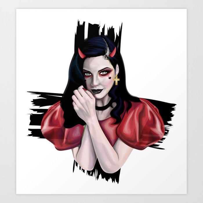 Devil girl art print.