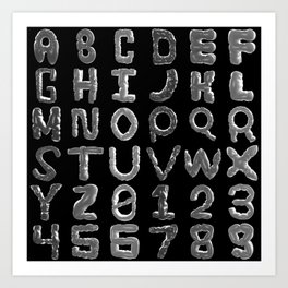 alphabet black and white Art Print