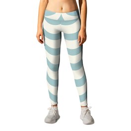 Pale Turquoise Green and Antique White Wave Pattern Leggings