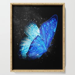 Glowing Blue Butterfly Serving Tray