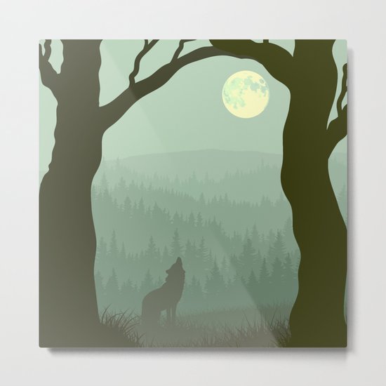 Wolf layer with moon Metal Print