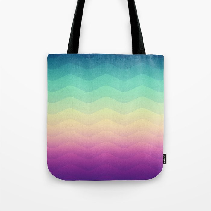 Abstract Geometric Rainbow Waves Pattern (Multi Color) Tote Bag by ...