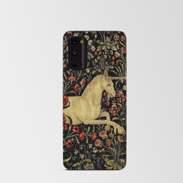 Medieval Unicorn Midnight Floral Garden Android Card Case