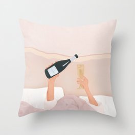 Morning Wine Throw Pillow | Woman, Awake, Pillows, Hands, Hand, Morning, Partner, Shape, Room, Shine 