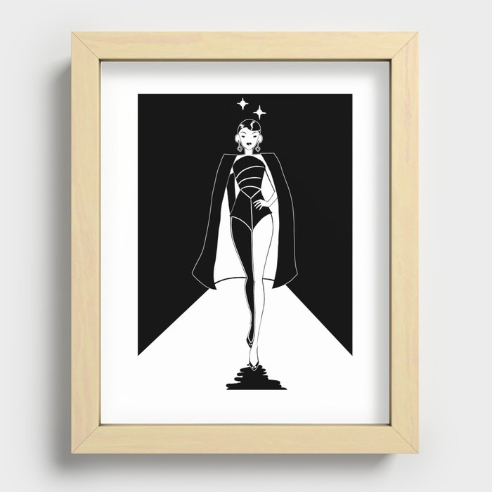 Runway Girl Monochrome Recessed Framed Print