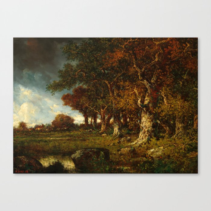 The Edge of the Forest at Les Monts-Girard, Fontainebleau, 1868 by Narcisse Diaz de la Pena Canvas Print