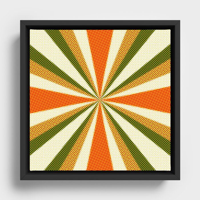 70s Retro Swirl Color Abstract Halftone Framed Canvas