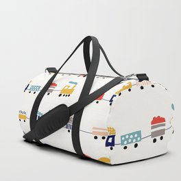 Seamless pattern with cute color trains Duffle Bag