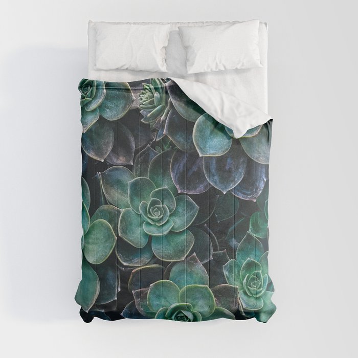 Succulent Blue Green Plants Comforter