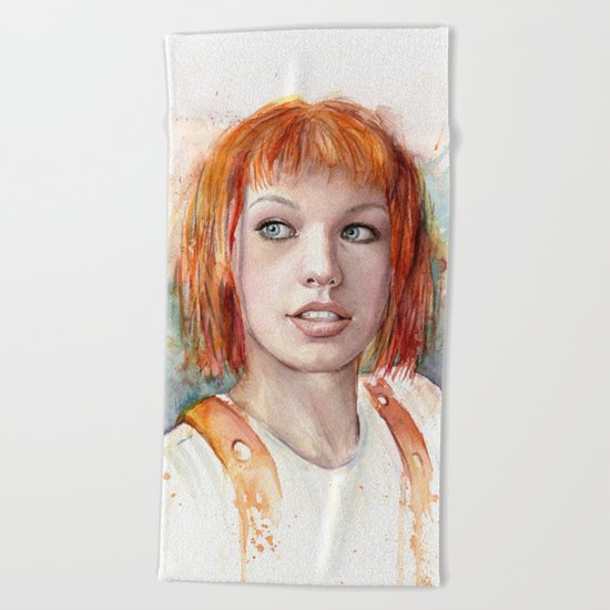 Leeloo Portrait Fifth Element Art Beach Towel