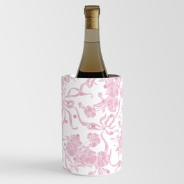 Vintage blush pink white bow floral polka dots Wine Chiller