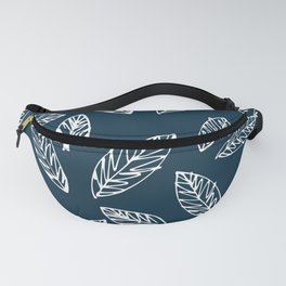 Tropical dark blue leaves plant pattern Fanny Pack
