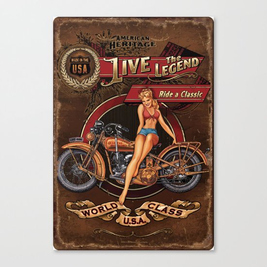 Live the Legend - Motorcycle Vintage Tin Sign Canvas Print