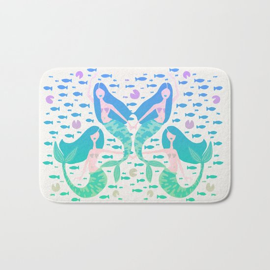 Koi Mermaids – Turquoise Ombré Palette Bath Mat