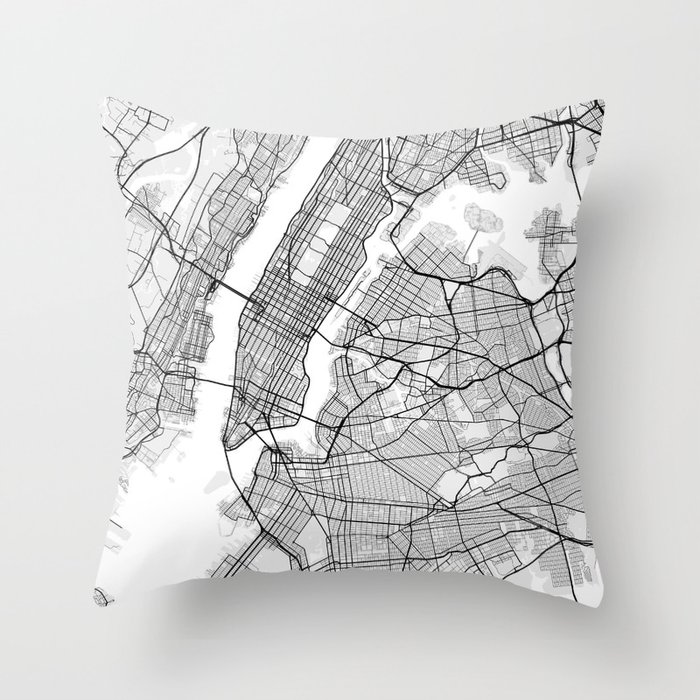 New York City Map of United States Throw Pillow