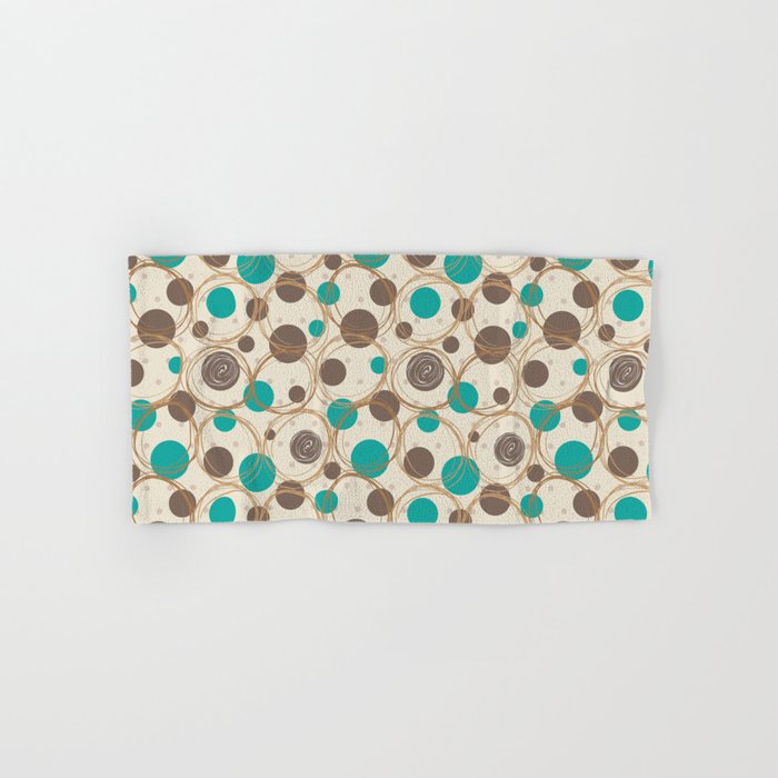 Brown and turquoise Hand Bath Towel by izuma Society6